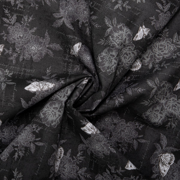 Printed Cotton - BELLE - Butterfly - Charcoal