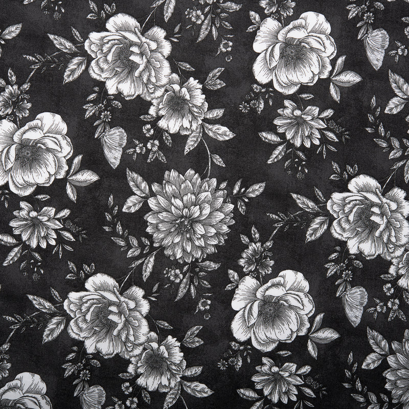 Printed Cotton - BELLE - Peony - Charcoal