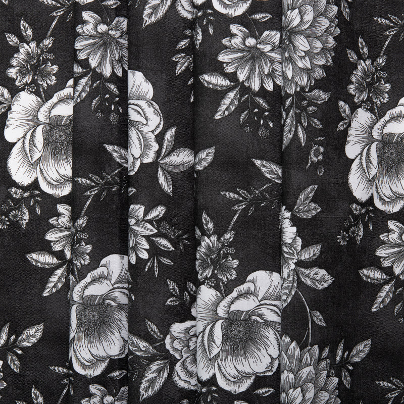 Printed Cotton - BELLE - Peony - Charcoal