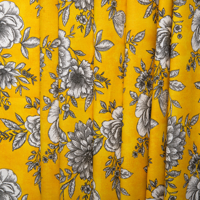 Printed Cotton - BELLE - Peony - Gold