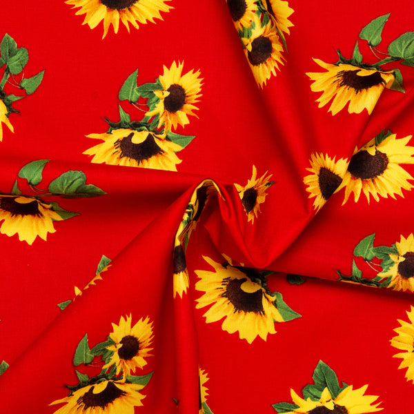 Coton imprimé TOURNESOL - Rouge