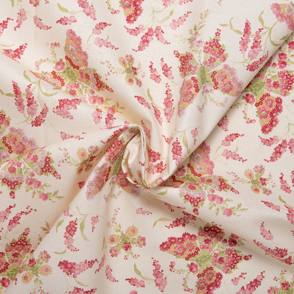Floral printed cotton - VINTAGE - Butterfly - Antique white