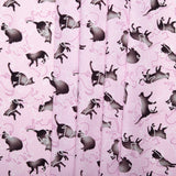 Printed Cotton - FURRY FRIENDS - Silhouette cat - Pink