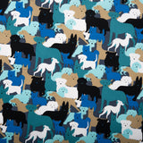 Printed Cotton - FURRY FRIENDS - Dogs - Grey / Blue