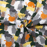 Printed Cotton - FURRY FRIENDS - Cats - Grey / Yellow