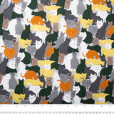 Printed Cotton - FURRY FRIENDS - Cats - Grey / Yellow