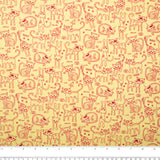 Printed Cotton - FURRY FRIENDS - Cats meow - Yellow