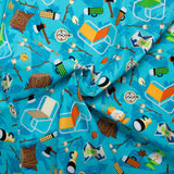 Printed Cotton - LET'S GO CAMPING - Camping stock - Blue