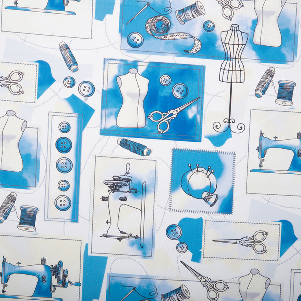 Printed Cotton - SEWING ROOM - Dressform - Blue