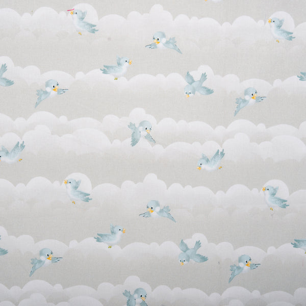 Printed cotton - SPECIAL DELIVERY - Birds - Grey
