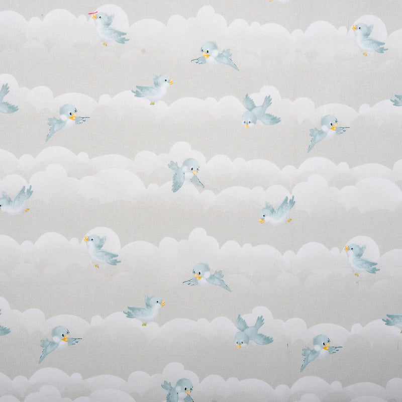 Printed cotton - SPECIAL DELIVERY - Birds - Grey