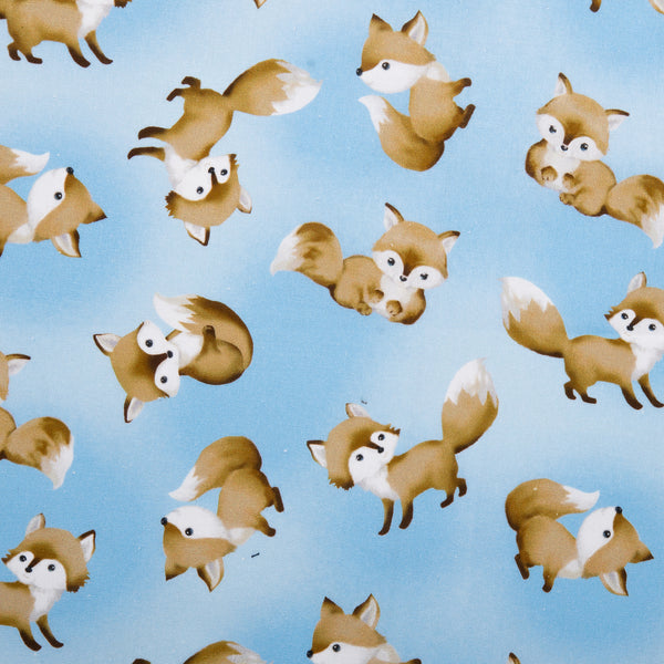 Printed cotton - SPECIAL DELIVERY - Fox - Blue