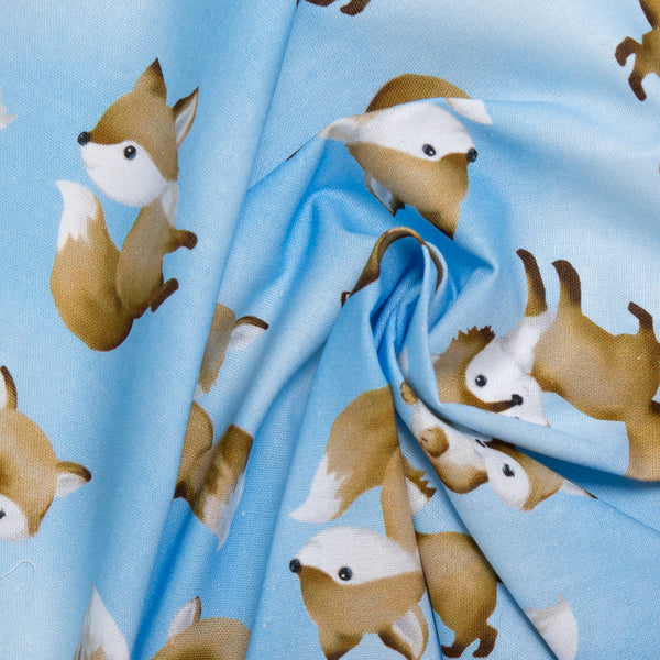 Printed cotton - SPECIAL DELIVERY - Fox - Blue