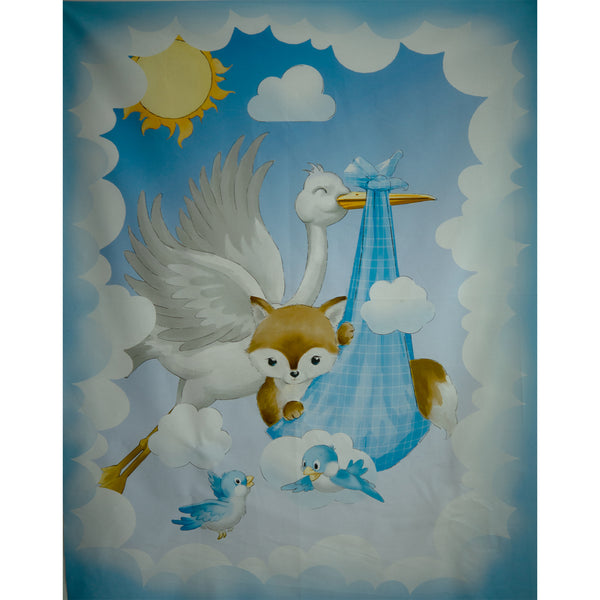 Printed cotton - SPECIAL DELIVERY - Panel cygog 36'' x 44'' (90cm X112cm) - Blue