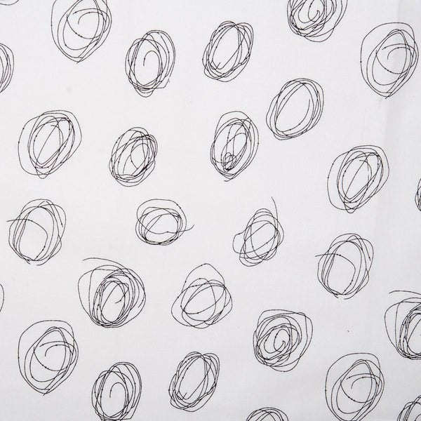 Coton imprimé noir et blanc - &lt;INKY&gt; - Cercles - Blanc