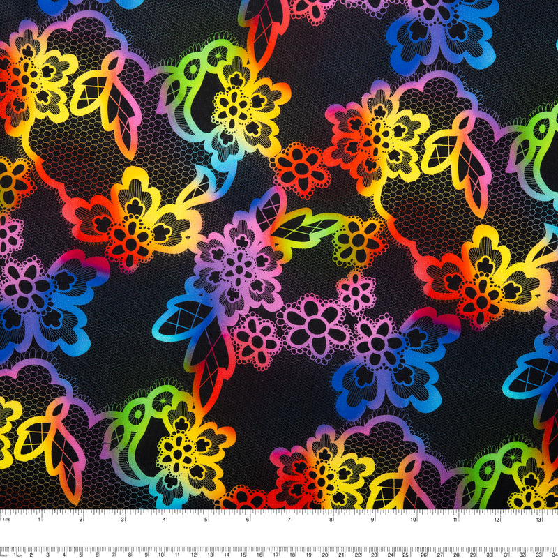 Printed Cotton - RAINBOW CREATIVE - Florals - Black