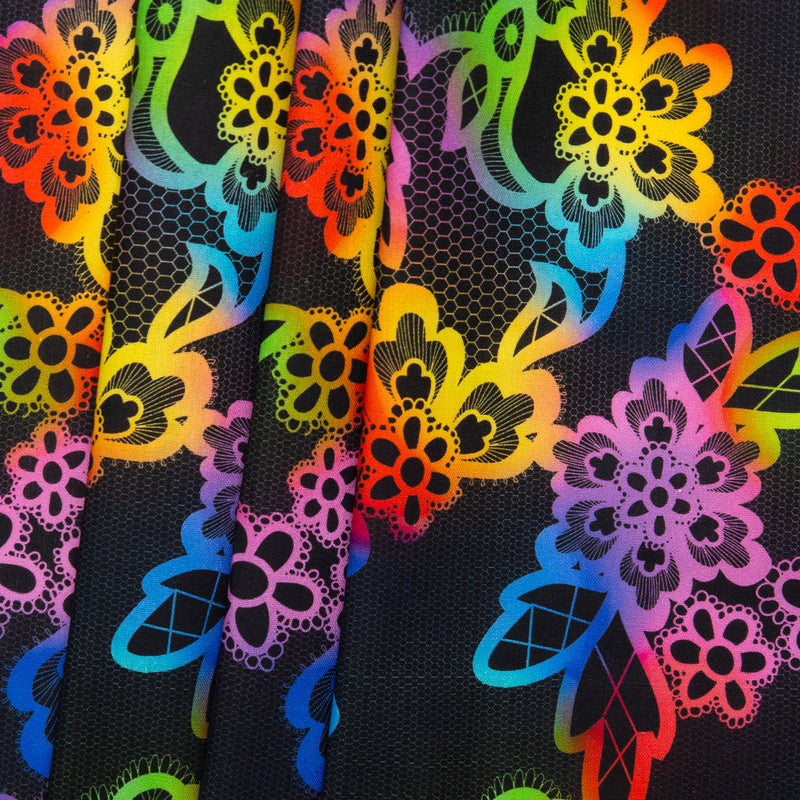 Printed Cotton - RAINBOW CREATIVE - Florals - Black