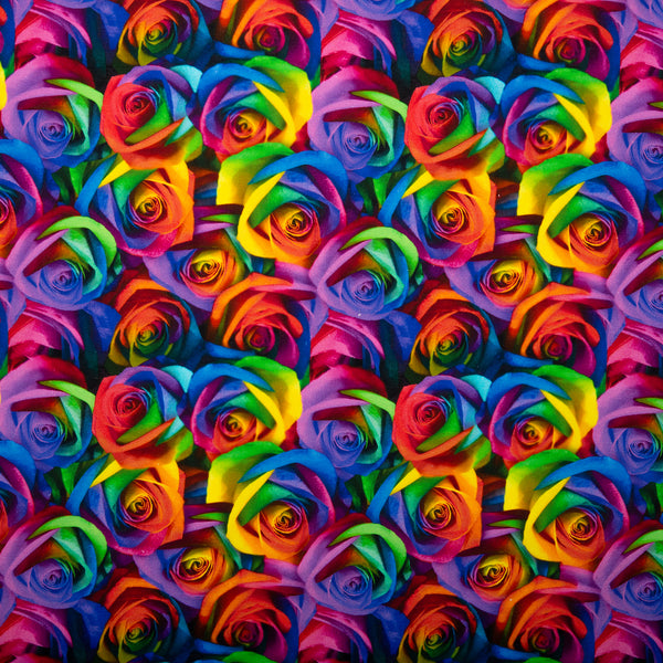 Printed Cotton - RAINBOW CREATIVE - Roses - Black