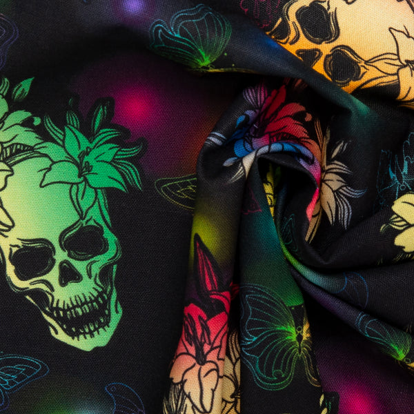 Printed Cotton - RAINBOW CREATIVE - Skulls - Black