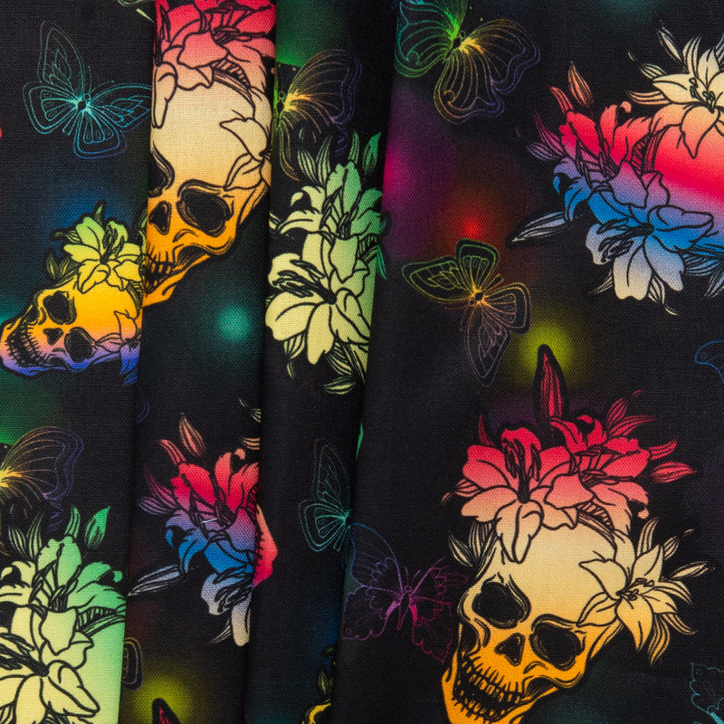 Printed Cotton - RAINBOW CREATIVE - Skulls - Black