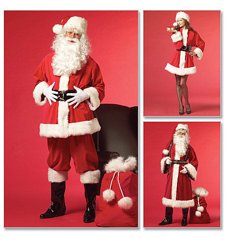 M5550 Misses'/Men's Santa Costumes and Bag (size: SML-MED-LRG)