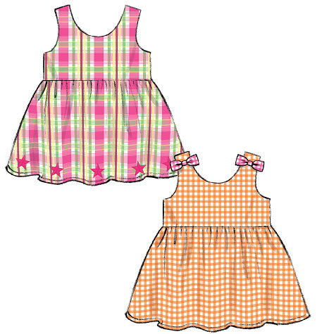 M6944 Toddlers' Top, Dresses, Rompers and Panties (size: All Sizes In One Envelope)