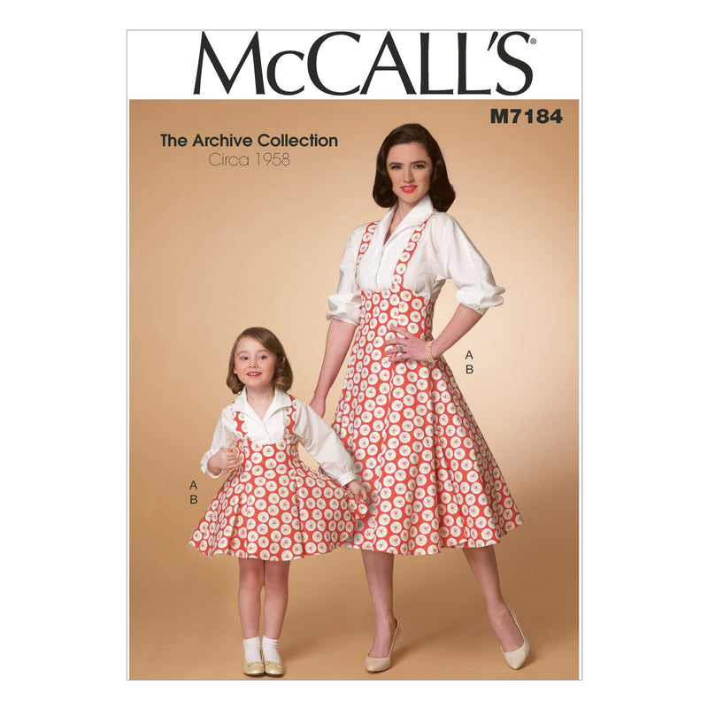 M7184 Misses'/Children's/Girls' Top and Jumper (Size: 3-4 5-6 7-8)