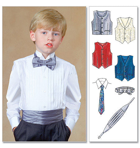 M7223 Children's/Boys' Lined Vests, Cummerbund, Bow Tie and Necktie (Size: 3-4-5-6)