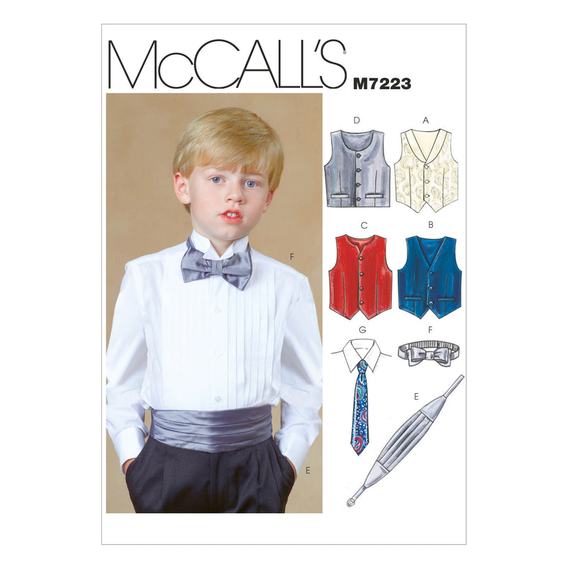 M7223 Children's/Boys' Lined Vests, Cummerbund, Bow Tie and Necktie (Size: 10-12-14)