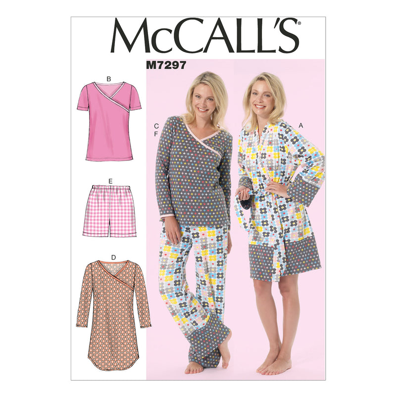 M7297 Misses'/Women's Robe, Belt, Tops, Dress, Shorts and Pants (size: 8-10-12-14-16)