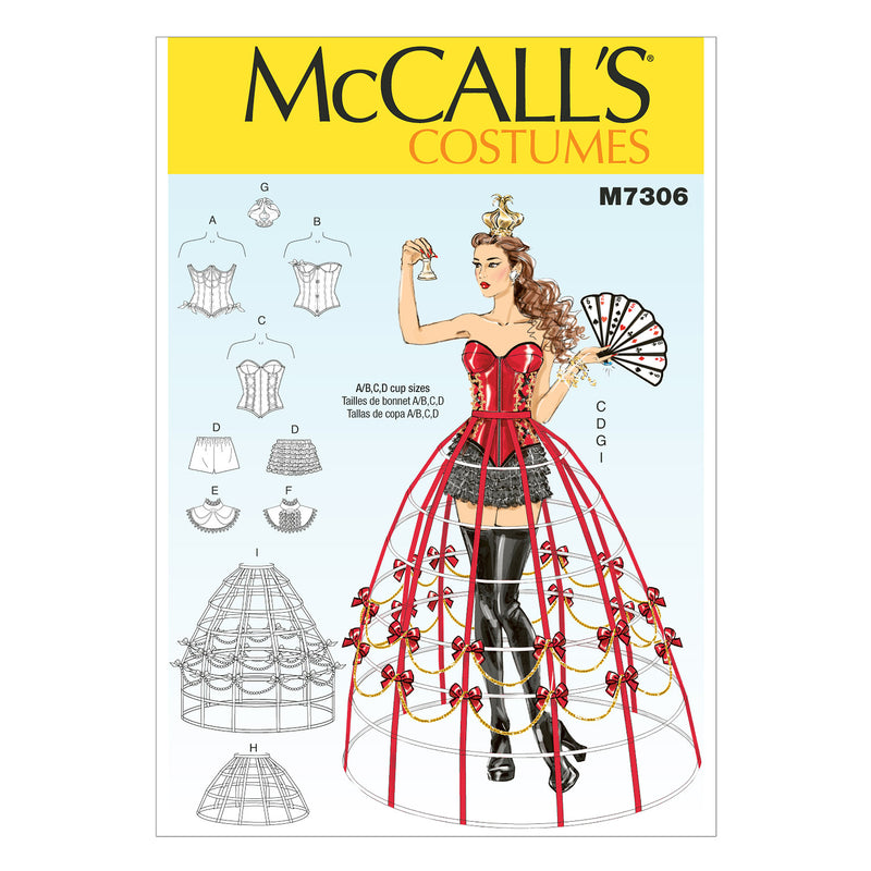 M7306 Corsets, Shorts, Collars, Hoop Skirts and Crown (size: 14-16-18-20-22)