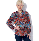 M7324 Misses' Half Placket Tops and Tunic (Size: 6-8-10-12-14)