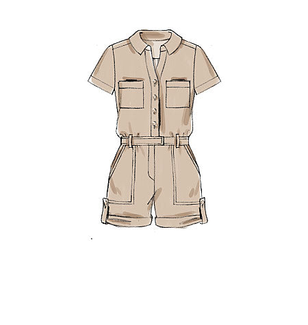 M7330 Misses' Button-Up Rompers and Jumpsuits (Size: LRG-XLG-XXL)