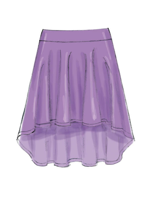 M7345 Children's/Girls' Straight, Handkerchief, or High-Low Hem Skirts (size: 3-4-5-6)