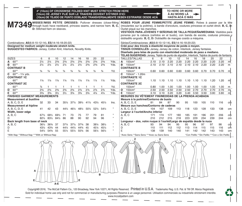 M7349 Misses'/Miss Petite Sleeveless or Raglan Sleeve, Fit and Flare Dresses