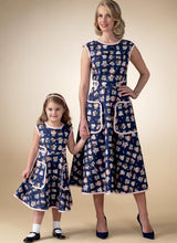 M7354 Misses'/Children's/Girls' Matching Back-Wrap Dresses (size: 3-4 5-6 7-8)