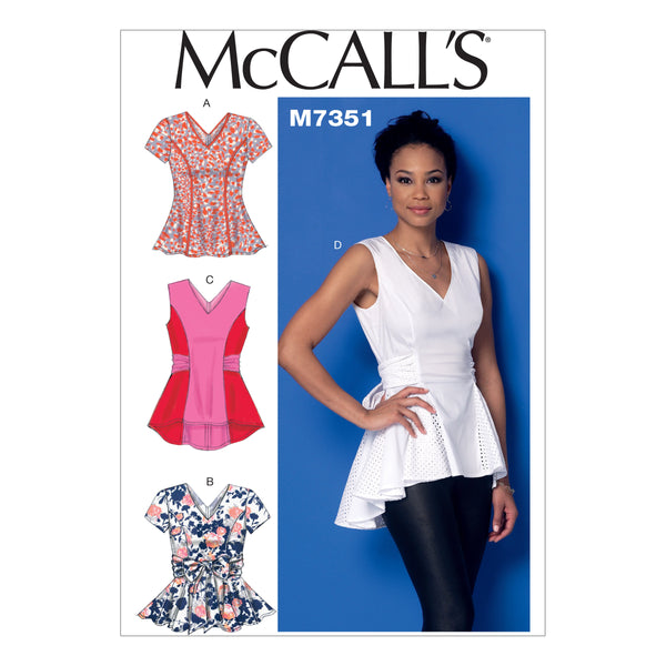 M7356 Misses' V-Neck Fit and Flare Tops (size: 14-16-18-20-22)