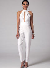 M7366 Misses' Pleated Surplice or Plunging-Neckline Rompers, Jumpsuits and Belt (size: 14-16-18-20-22)