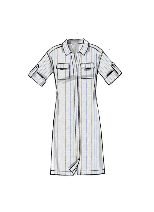 M7387 Misses' Button-Down Top, Tunic, Dresses and Belt (size: LRG-XLG-XXL)