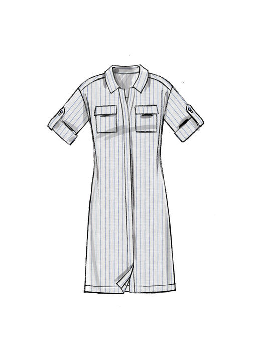 M7387 Misses' Button-Down Top, Tunic, Dresses and Belt