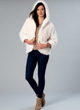 M7511 Misses' Open-Front Jackets with Shawl Collar and Hood (size: 16-18-20-22-24-26)