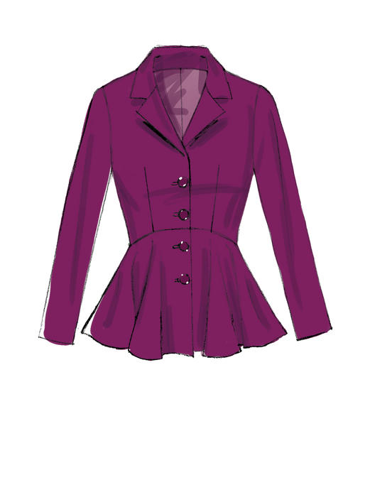 M7513 Misses Notch Collar Peplum Jackets Fabricville