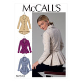 M7513 Misses' Notch-Collar, Peplum Jackets