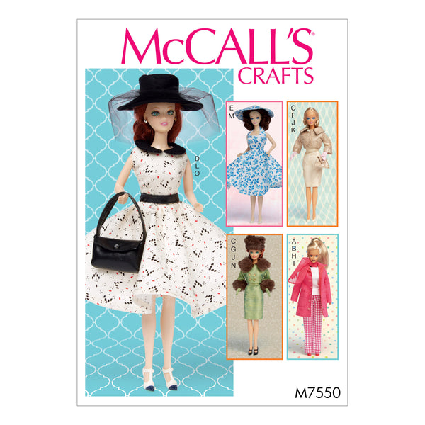M7550 Retro-Style Clothes and Accessories for 11&frac12;" Doll (size: One Size Only)