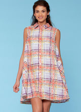 M7565 Misses' Shirtdresses with Sleeve Options, and Belt (size: 14-16-18-20-22)