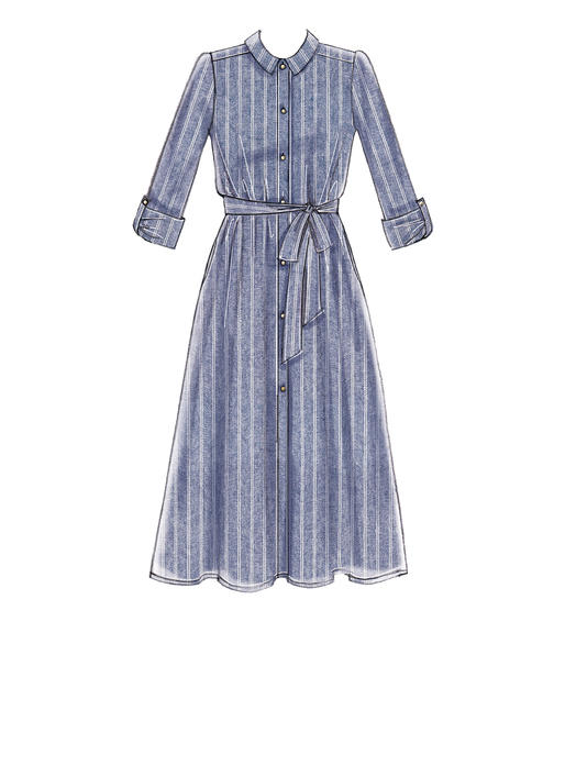 M7565 Misses' Shirtdresses with Sleeve Options, and Belt (size: 6-8-10-12-14)