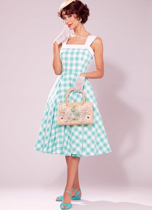 M7599 Misses' Lined Flared Dresses with Petticoat (size: 6-8-10-12-14)