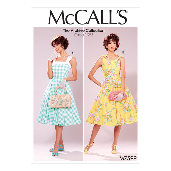 M7599 Misses' Lined Flared Dresses with Petticoat (size: 14-16-18-20-22)
