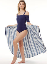 M7606 Misses' Off-the-Shoulder Bodysuits and Wrap Skirts with Side Tie (size: LRG-XLG-XXL)