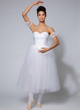 M7615 Misses' Ballet Costumes with Fitted, Boned Bodice and Skirt and Sleeve Variations (size: 14-16-18-20-22)